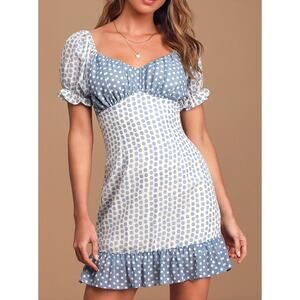 Moon River Endearing Romance Polka Dot Ruffle Mini Dress Cottagecore Coquette